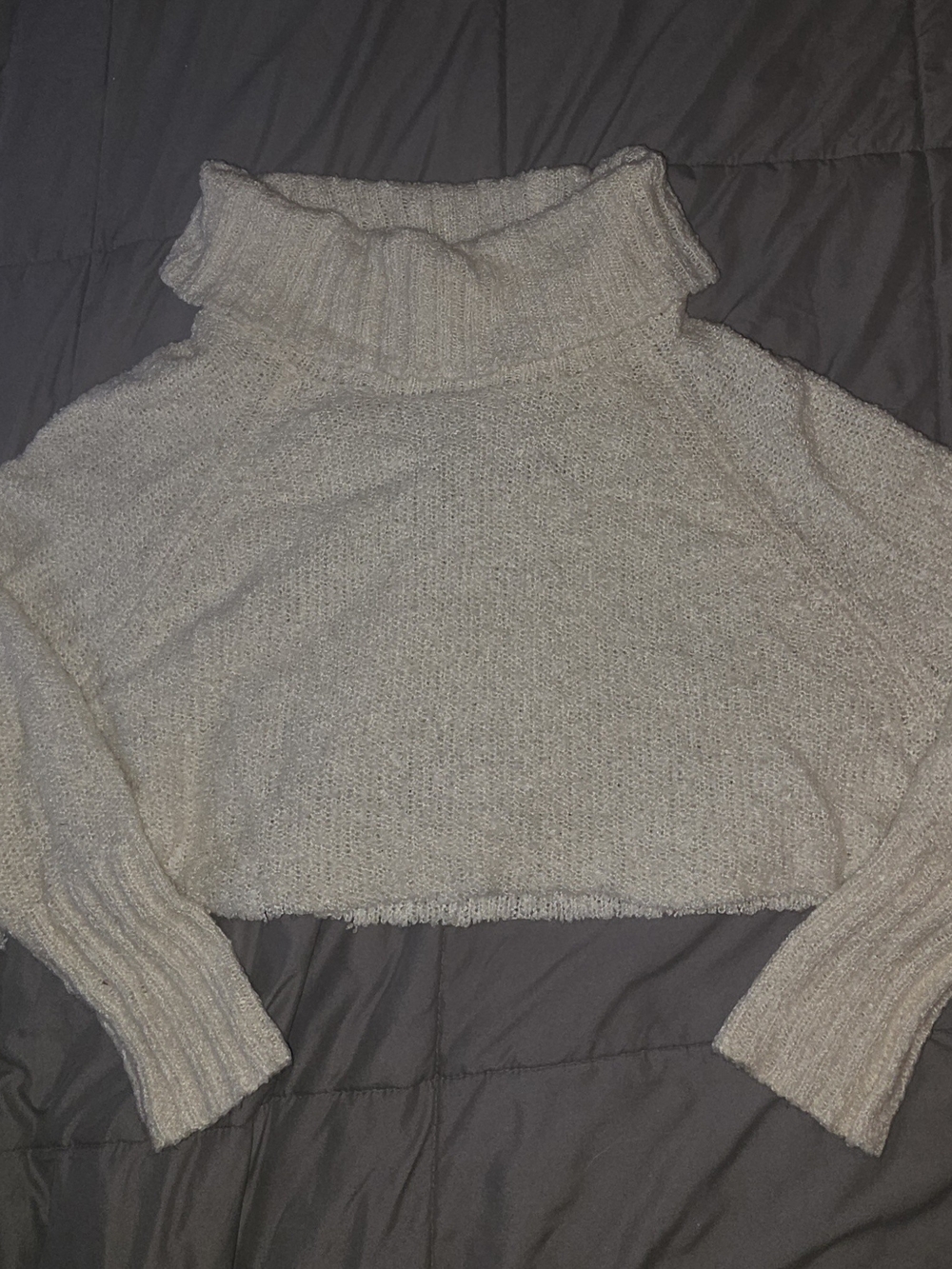 Faded Glory Cream Cropped Turtleneck Sweater